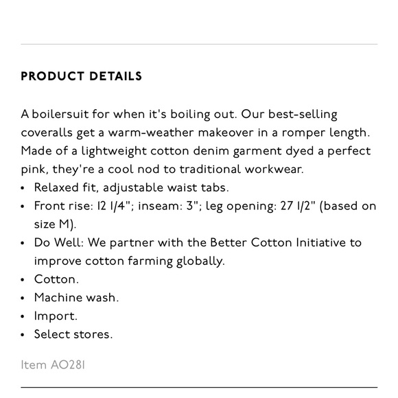 Madewell- Pink Short boiler suit jumpsuit - Picture 4 of 7